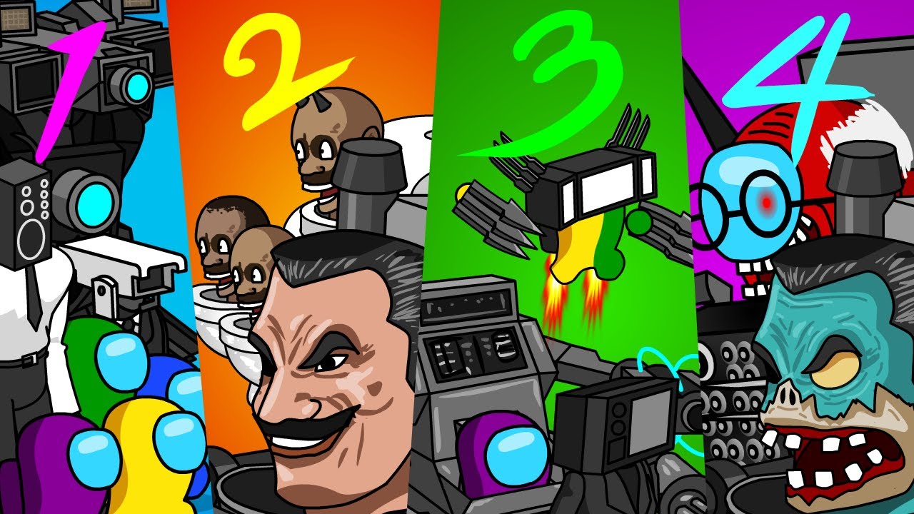 어몽어스 VS Skibidi Toilet 1~4