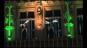 Feeding the Fish - Pixel-Poi site specific performance at Brussels Grand Place.