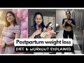Postpartum weight loss journey  diet workout 25kg weight loss in 4 weeks explained