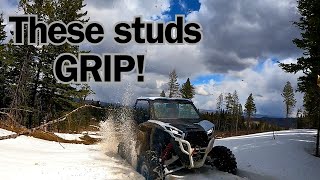 Studded tires vs deep spring snow!