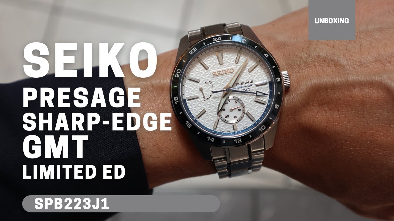 Unboxing Seiko Presage Sharp Edged GMT White Dial SPB223J1 Limited Edition  - YouTube