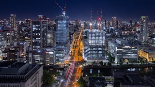 [4K] カンデオホテルズ大阪ザ・タワーからの眺め 御堂筋・中之島 昼景～夜景 大阪堂島浜タワー Night View from CANDEO HOTELS OSAKA THE TOWER Japan