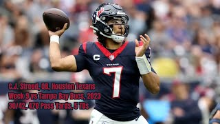 C.J. Stroud Week 9 Every Drop-back, Pass and Run Houston Texans vs Buccaneers NFL Rookie Record 2023