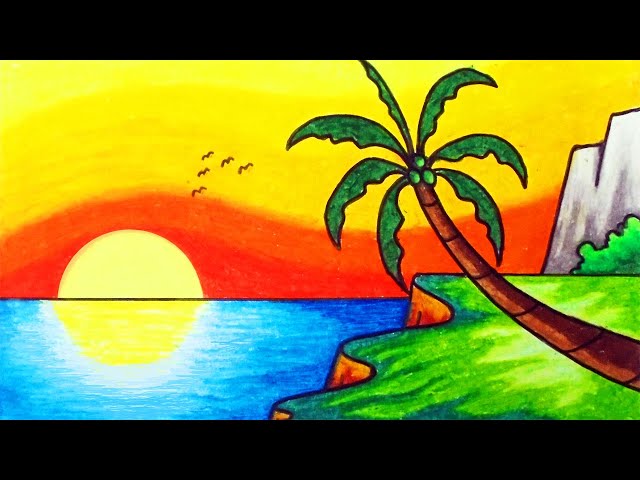 easy scenery drawing for beginners II how to draw nature drawing II na... |  TikTok