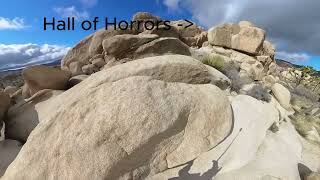 Hall of Horrors at Joshua Tree. Hall of Horrors is a slot canyon 35 feet above the desert floor.