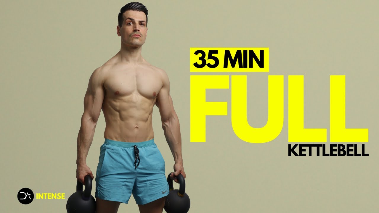 35-минутная тренировка с гирей на всё тело | Контролируемая и взрывная | Без прыжков | Интенсивная