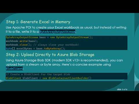 Upload Excel to Azure Blob Storage in Java Without Local File Saving