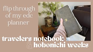 everyday carry planner | flip through of my standard travelers notebook and hobonichi weeks