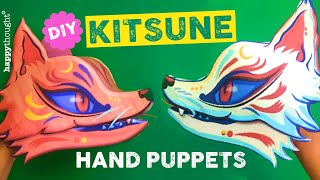 Diy Kitsune Fox Hand Puppet Templates. Make A 3D Kitsune Fox Paper Puppet Tutorial Happythought
