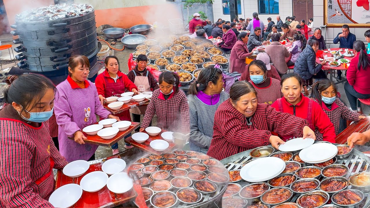 Настоящее китайское производство свадебных банкетов в маленьком городке, супер низкая цена,