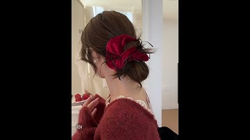 Scrunchies dây buộc tóc vải nhung phối nơ siêu xinh phiên bản giới hạn mùa lễ hội