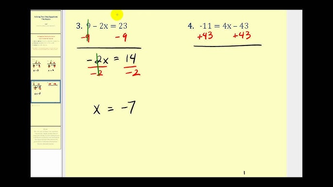 Solving One Step Equations (by multiplying/dividing) – Minimally