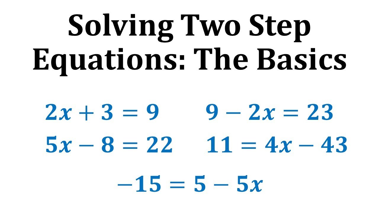 Solving Two Step Equations: The Basics In Solve 2 Step Equations Worksheet