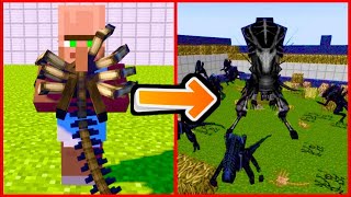 How to make an ALIEN HIVE from ONE VILLAGER IN MINECRAFT ( ALIENS VS PREDATOR IN MINECRAFT )