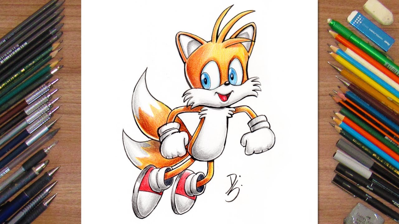 Drawing Tails (from Sega's Sonic the Hedgehog) | Art Process ...
