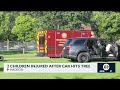 2 children injured after car hits tree