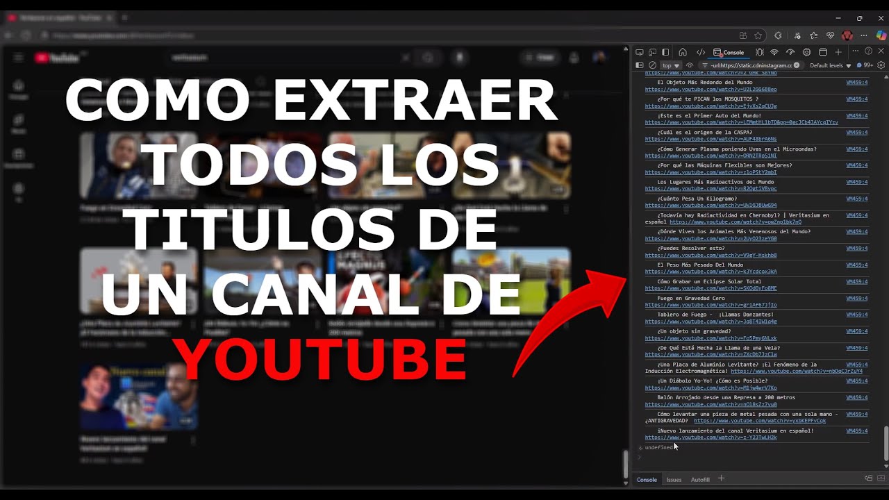 Como Extraer Todos los titulos de un canal de Youtube - YouTube