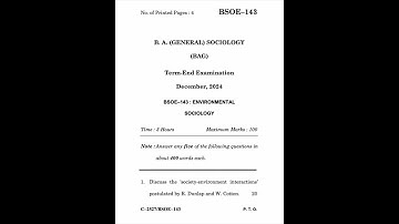 BSOE–143 Dec 2024 | IGNOU Previous Year Question Paper