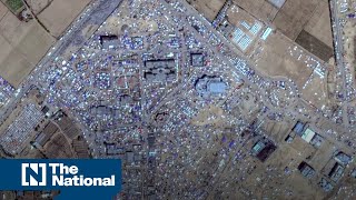 Aerial images show displacement of Palestinians from Rafah