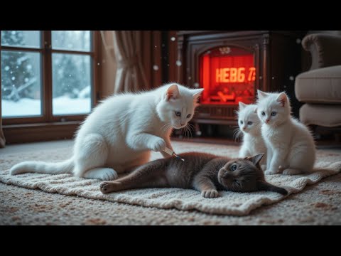 Cat & Kittens Save Unconscious Puppy