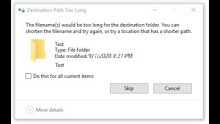 Destination path too long error when moving/copying a file