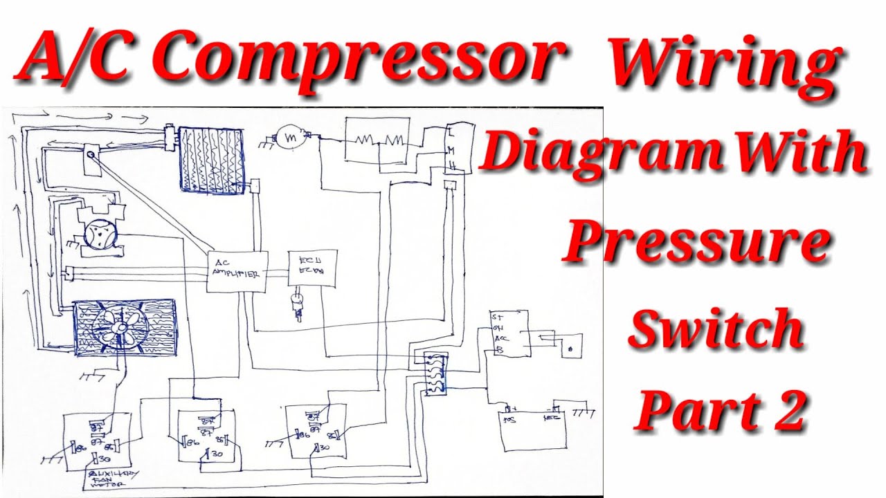 Wiring Diagram of A/C Compressor With Pressure Switch At Condenser Fan