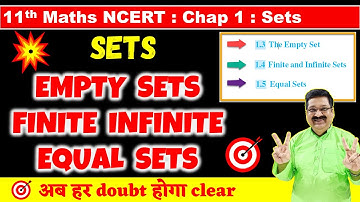 #3 Empty Sets, Finite & Infinite Sets, Equal Sets, Sets NCERT Class 11 Maths, NCERT Class 11 Maths
