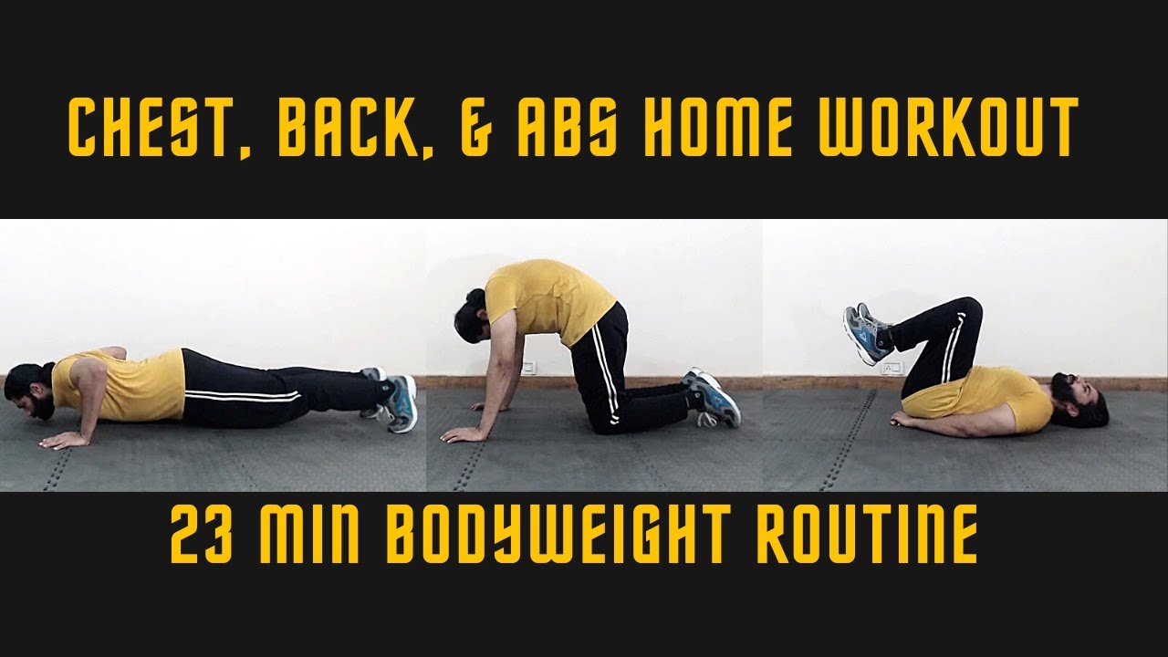 23 Min Bodyweight Chest, Back, and Abs Workout Day 280 YouTube