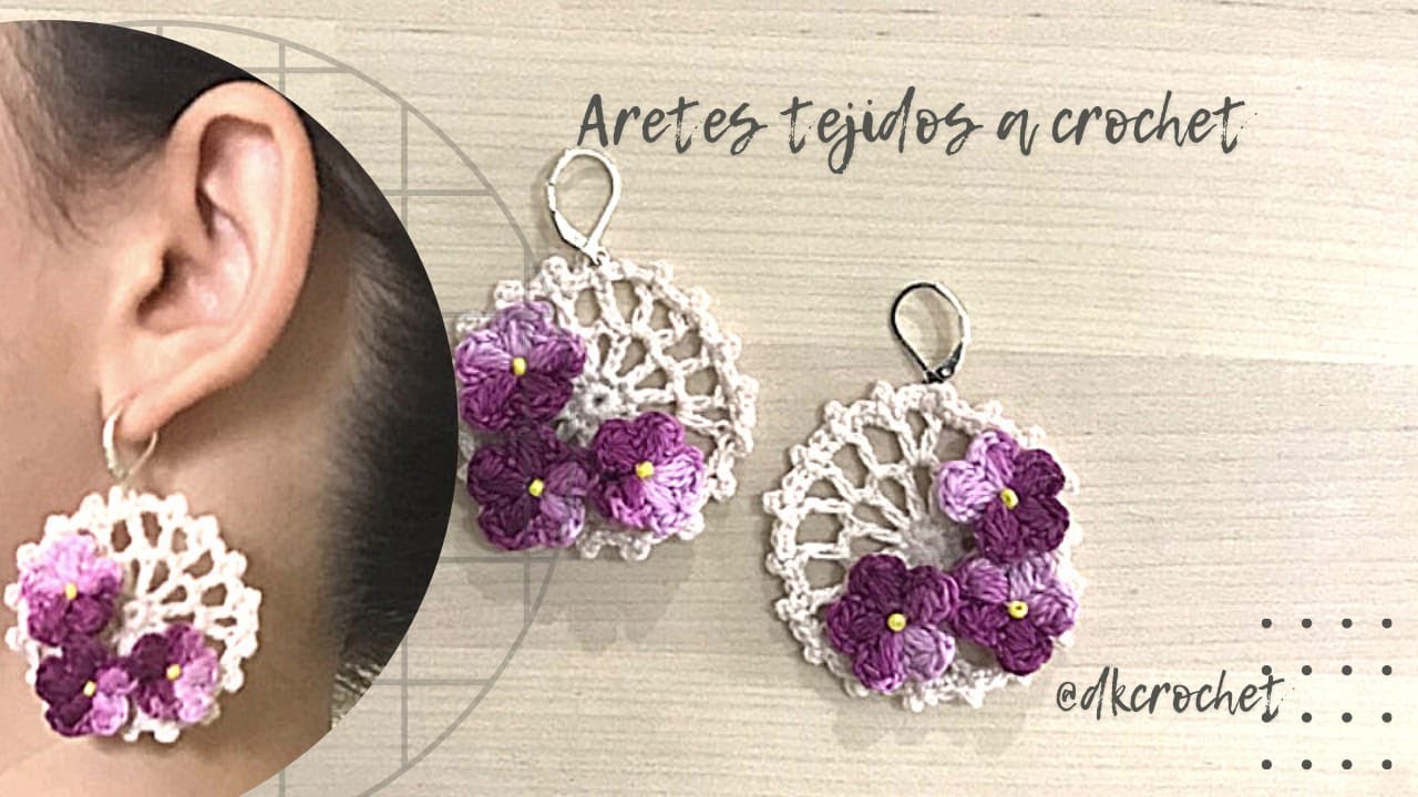 Aretes a crochet en forma aros/tutorial/Micro crochet/Muy fácil ♥️