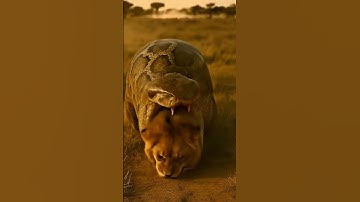 Python Swallows Lion Head Lion vs Snake 巨驚異的な映像 #python #lion
