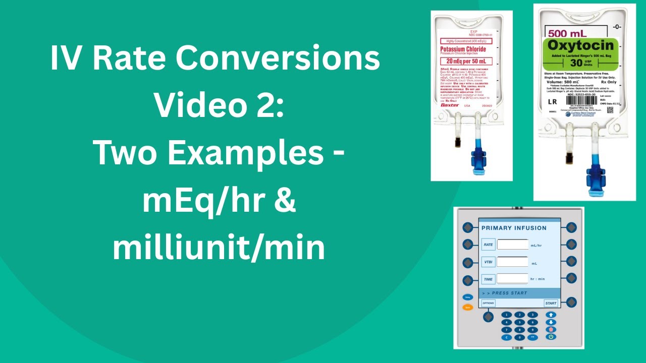 Перевод скорости внутривенного введения 2 — два примера (мэкв/ч и миллиединицы питоцина/окситоцин...