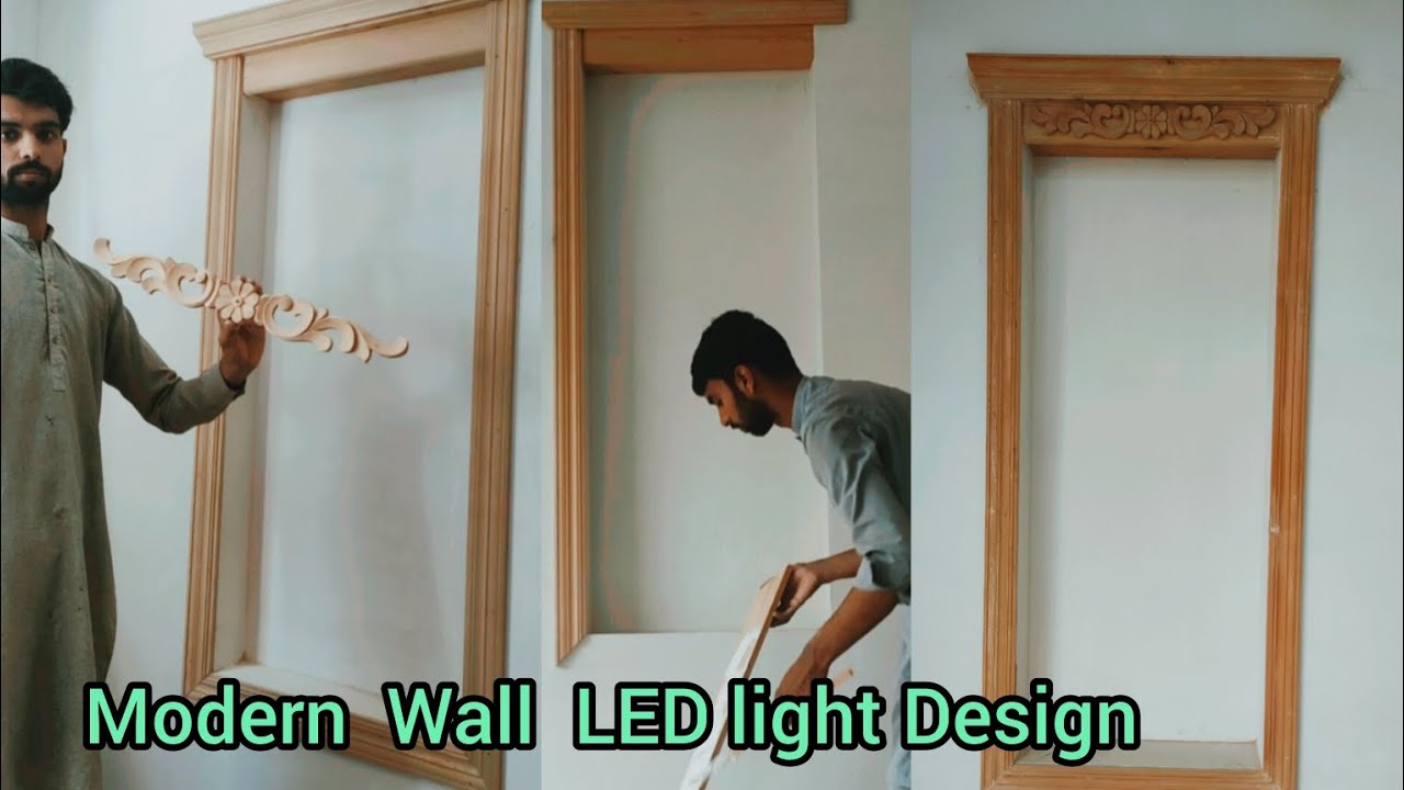 Modern Wall Niches Shelves Wood Work in how to make || LED Lights Wall Cube Shelves new design Video