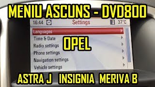 Opel Vauxhall Astra J / Insignia / Meriva B Meniu Ascuns Secret DVD800