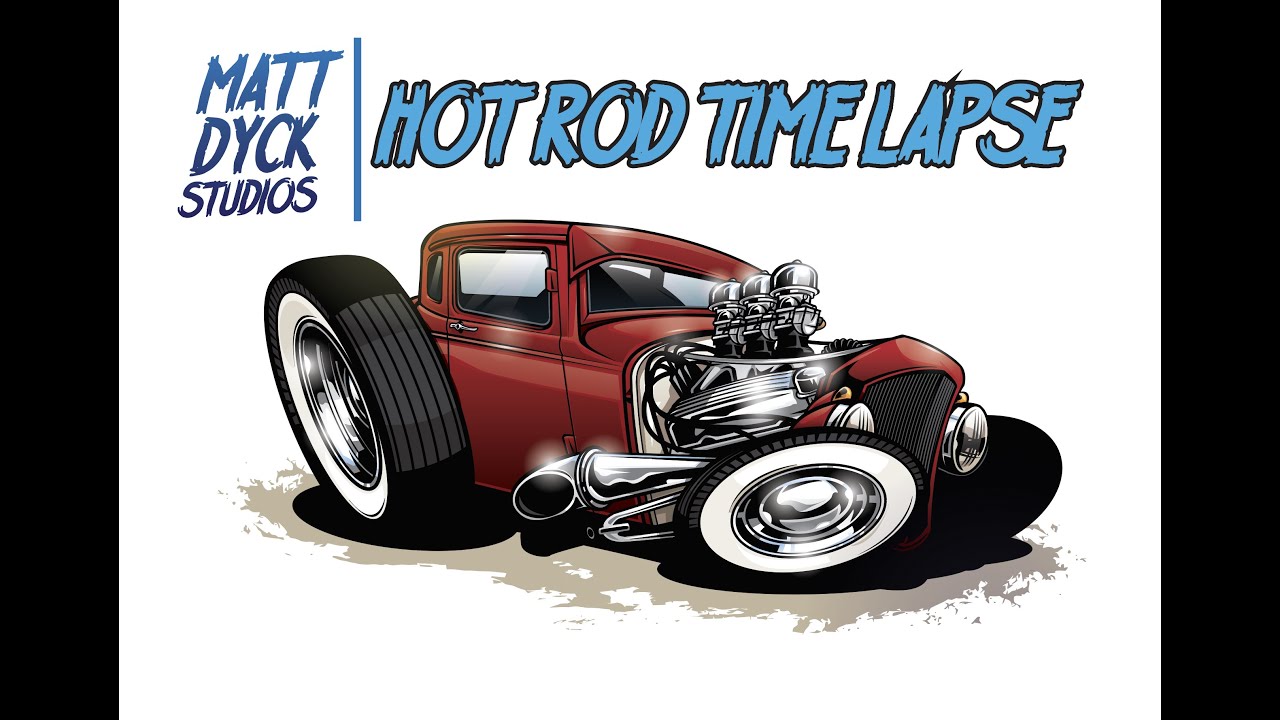 Time lapse Illustration - Cartoon Hot Rod