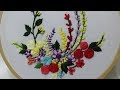 Hand embroidery of different type of  flowers with multiple stitches