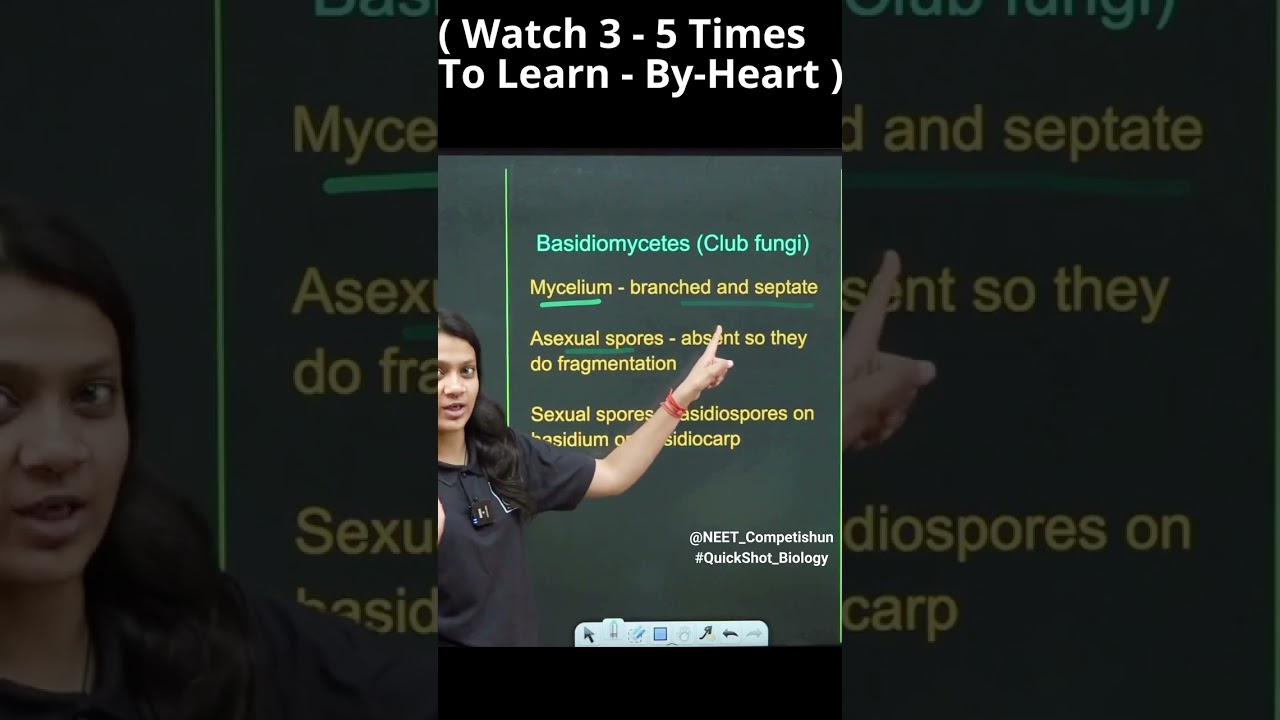 BASIDIOMYCETES (Club Fungi) With QuickShot Biology | #Poonam | #shorts#neet