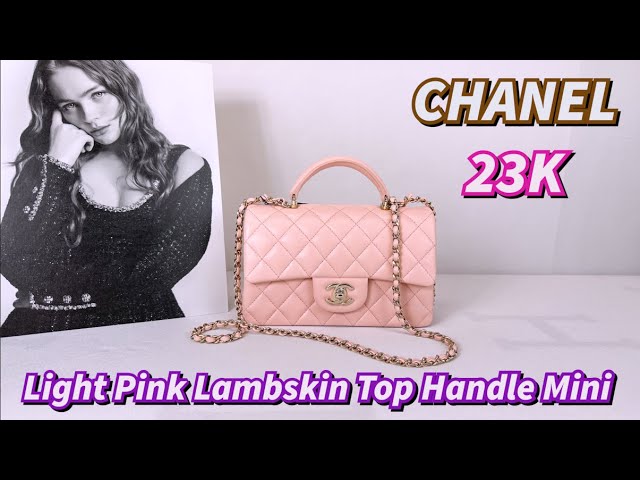 Chanel 23P Black Lambskin Top Handle Mini with Champagne Gold