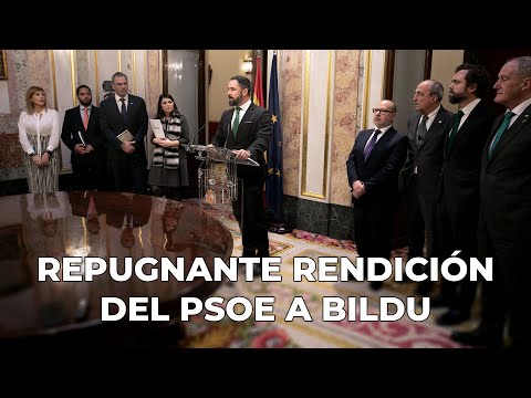 Abascal denuncia la “repugnante rendición” del PSOE a Bildu.