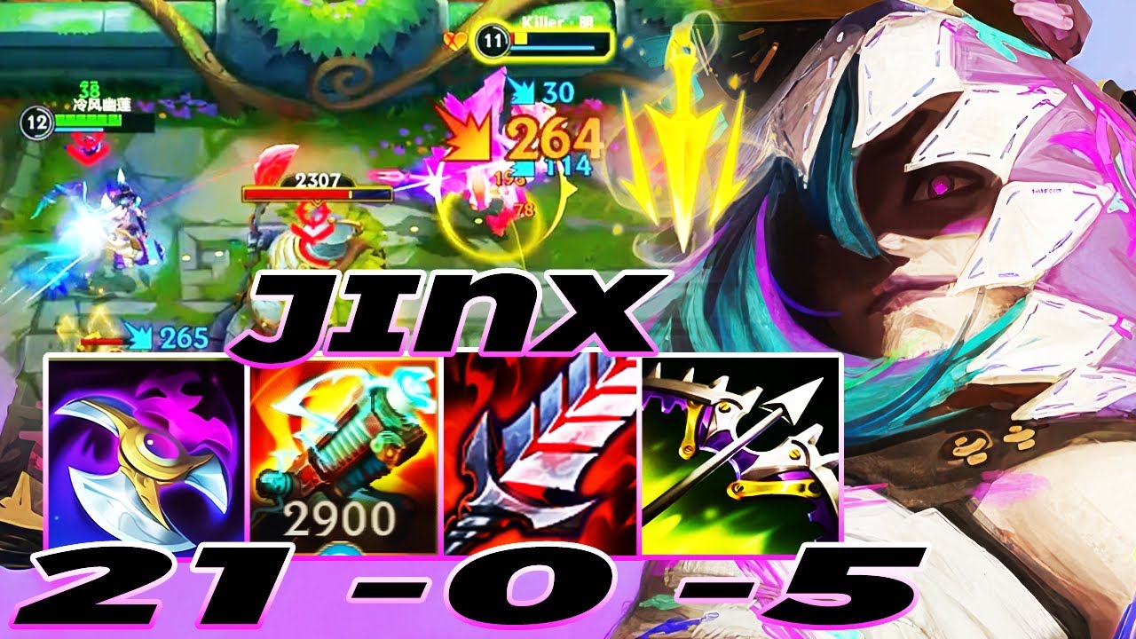 WILD RIFT JINX ADC GAMEPLAY | 21 -0 -5 MVP | JINX BUILD RUNES