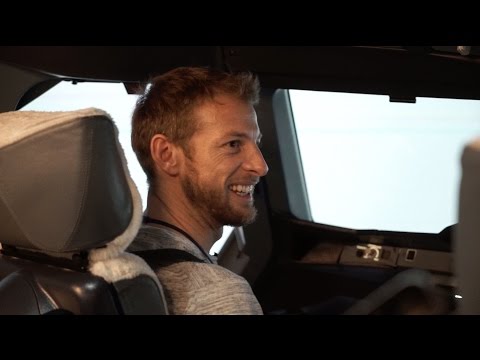From the race track to the skies: Jenson Button tests the Airbus A380 simulator at British Airways' Flight Training Centre