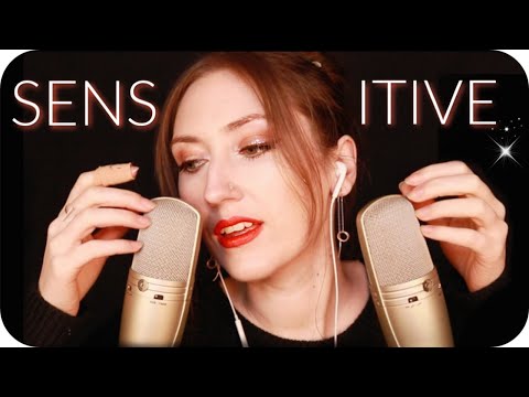 ASMR ♥️ Sensitive Inaudible/Unintelligible Breathy Whisper, TK, SK Sounds, Soft Sleepy Ear Brushing