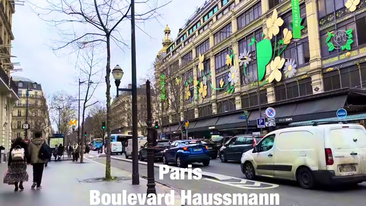 Paris city walks   Boulevard Haussmann   Paris, France 4K