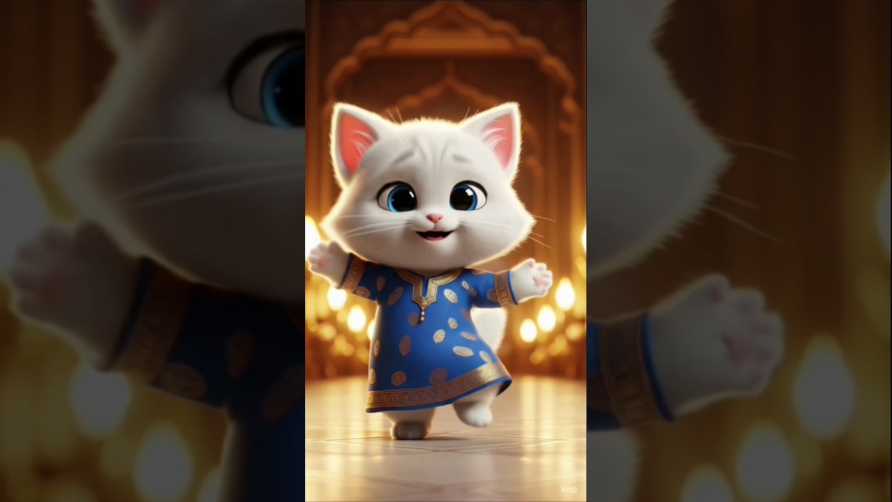 Cute Blue Dress Dancing Cat 💙🐱