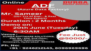 ADF (Azure Data Factory) Online Training @ DURGASOFT