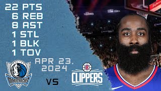 James Harden Player Full Highlights VS MAVERICKS NBA Play Off Game 23-04-2024