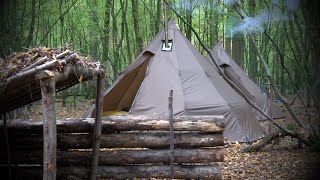 4 Days Hot Tent Camping - Carving - Bushcraft - Campfire Cooking & GAW