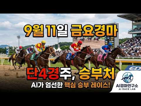 9월 11일 금요경마 AI가 찾아낸 딱 4개의 핵심 추천경주! 이 영상 하나로 끝냅니다