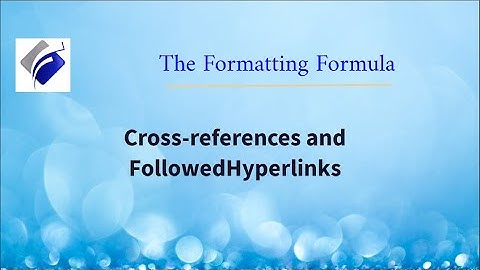 Cross-references and FollowedHyperlinks
