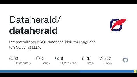 GitHub - Dataherald/dataherald: Interact with your SQL database, Natural Language to SQL using LLMs