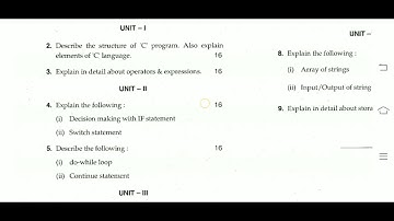 C programming question paper semester 2 MDU 2021